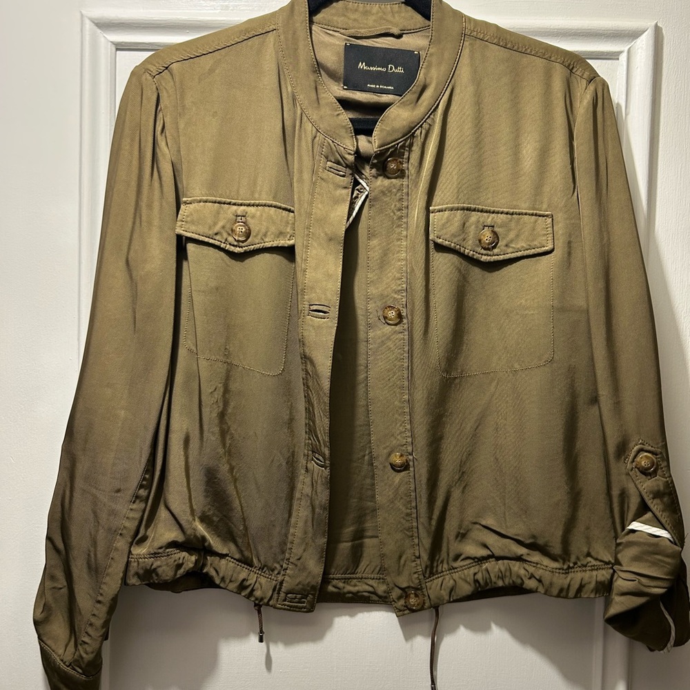 Massimo Dutti Women's Olive Utility Jacket